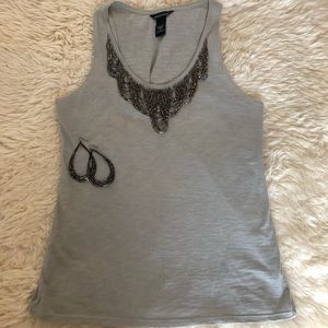 Victoria’s Secret Grey Beaded Tank Top